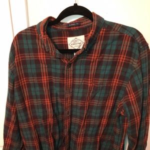 Green and orange long sleeve flannel